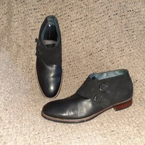 ZANZARA-Napoli Chukka Boot-Double Monk Strap-Black Leather/Suede-Sz 11-Excellent